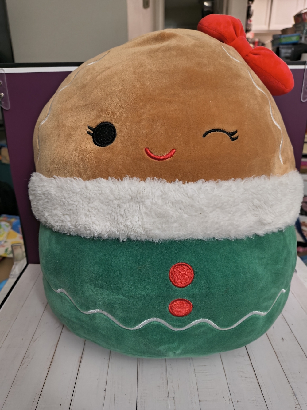 Squishmallows Gingerbread Plush - Brown, Green & Red